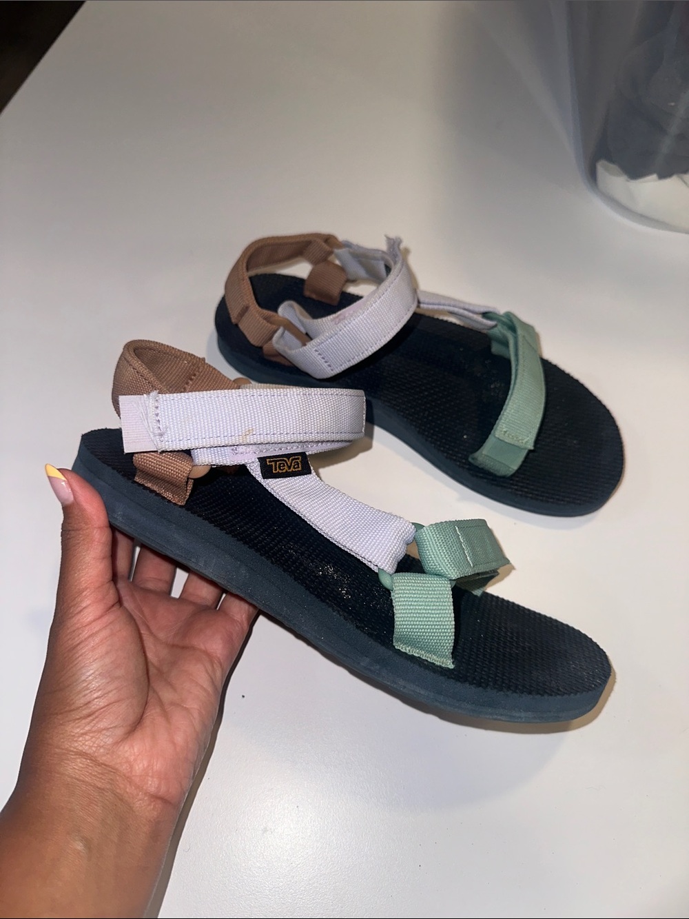 Teva Kids Multicolor Strap Sandals - White, Mint & Tan